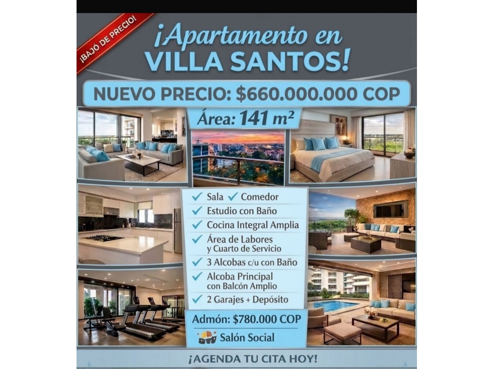 2610 ESPECTACULAR APARTAMENTO EN VILLA SANTOS - ¡BAJÓ DE PRECIO!