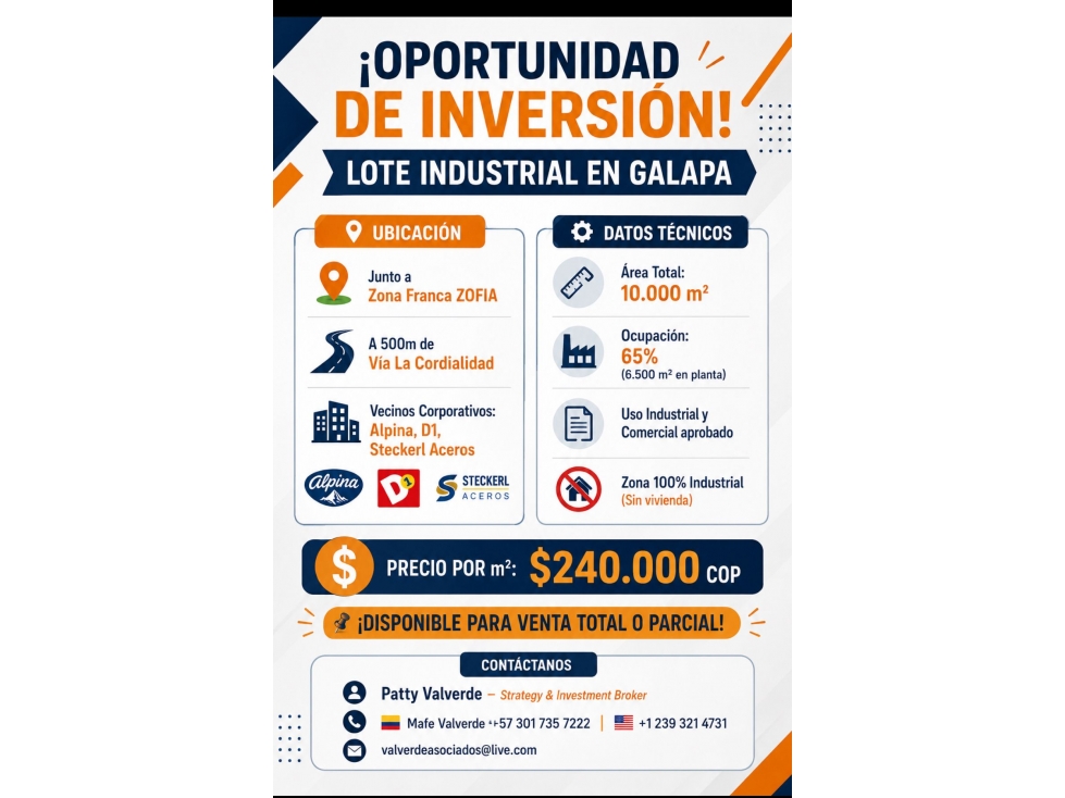 2621 LOTE INDUSTRIAL EN GALAPA OPORTUNIDAD DE INVERSION!! - 2