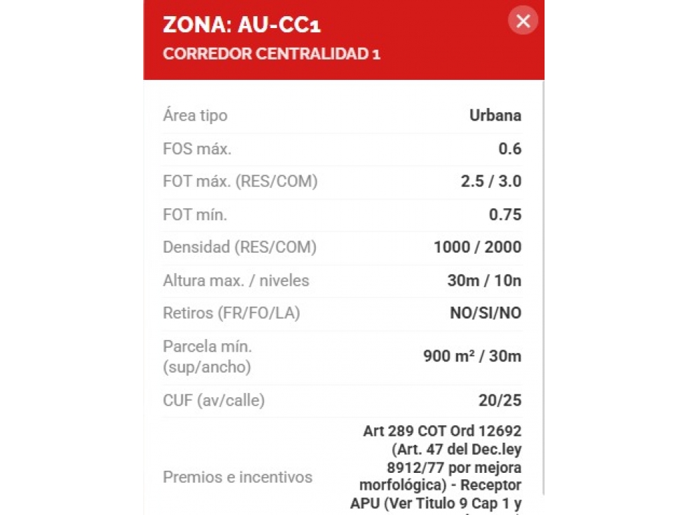Lote para edificio. ZONA: AU-CC1 - 3