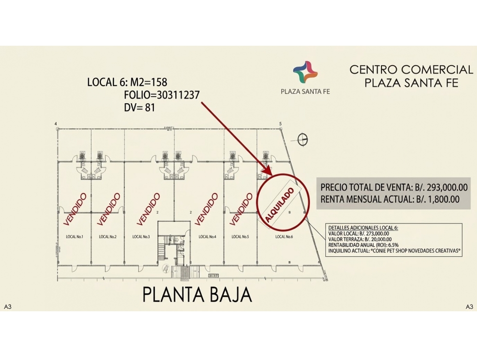 Vendo local comercial P/B en Plaza Santa Fe Tocumen (AB) — foto 4