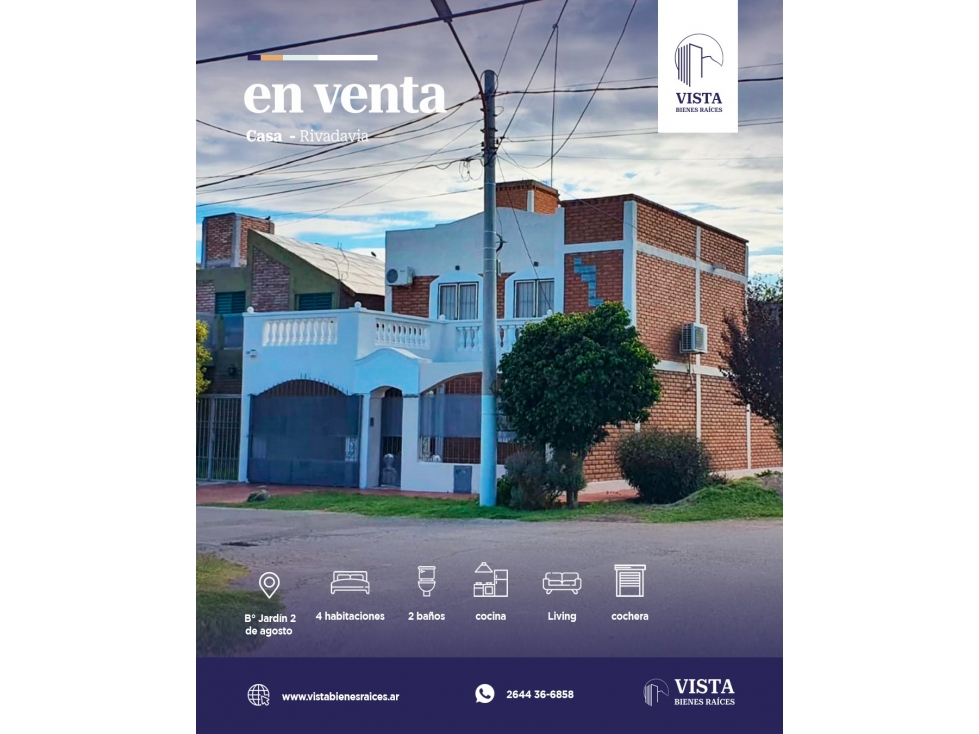 CASA EN VENTA B° JARDIN 2 DE AGOSTO - RIVADAVIA