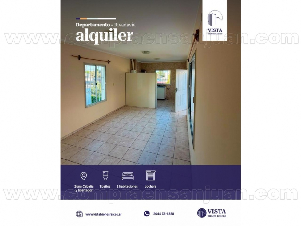 DEPARTAMENTO EN ALQUILER, Zona Cabaña- Rivadavia