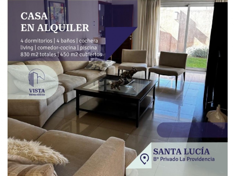CASA EN ALQUILER B° PRIVADO PROVIDENCIA - SANTA LUCIA