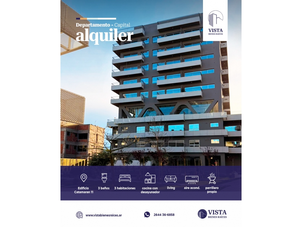 DEPARTAMENTO EN ALQUILER EDIFICIO CATAMARAN 11