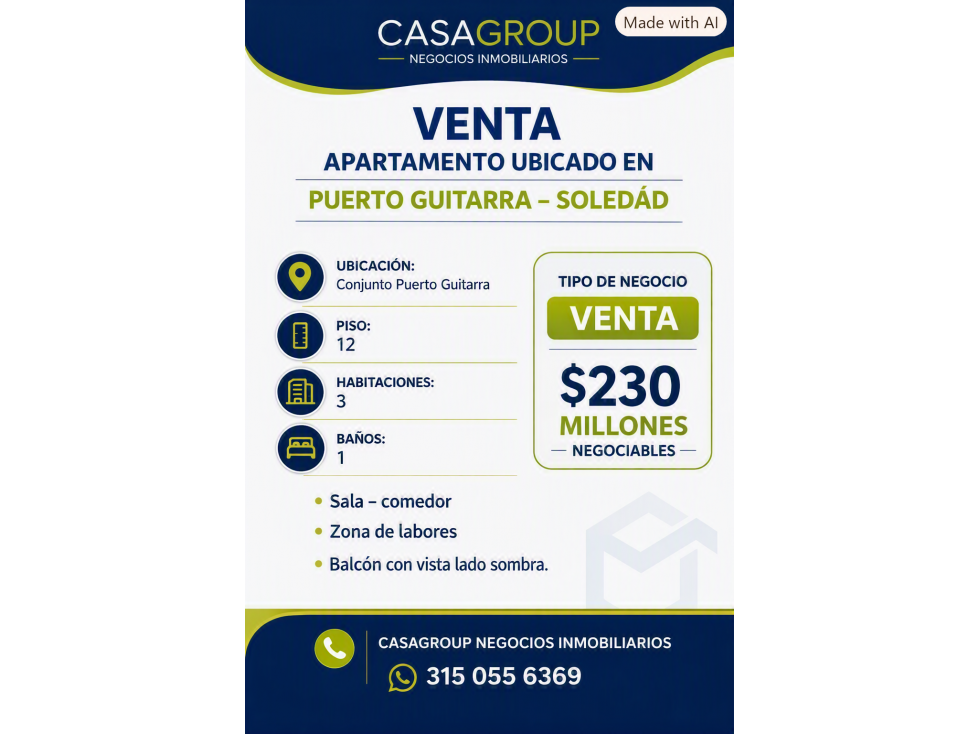 venta Apto ubicado en Puerto Guitarra soledad- Atlantico — foto 2