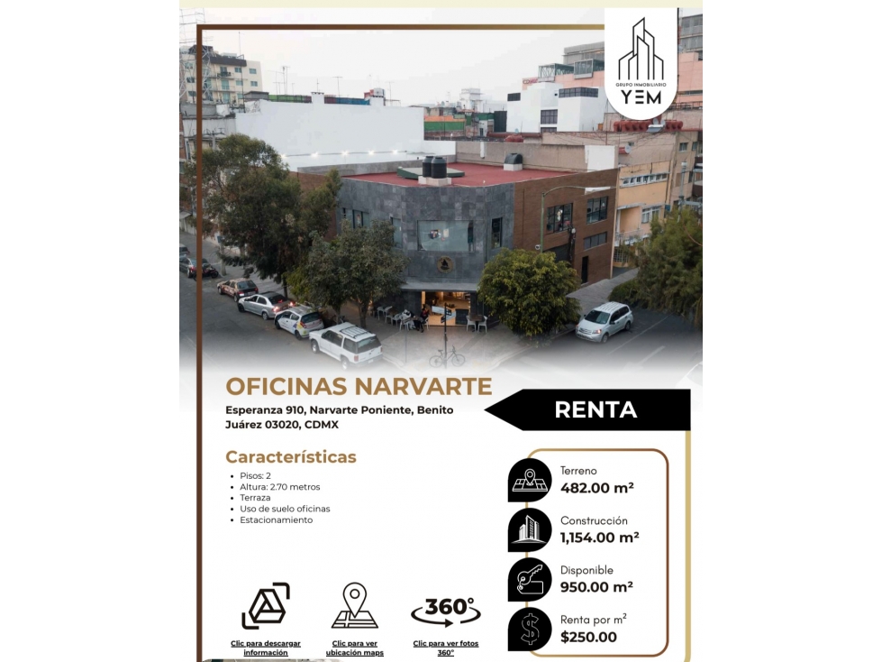 EXCELENTES OFICINAS EN RENTA NARVARTE - 1