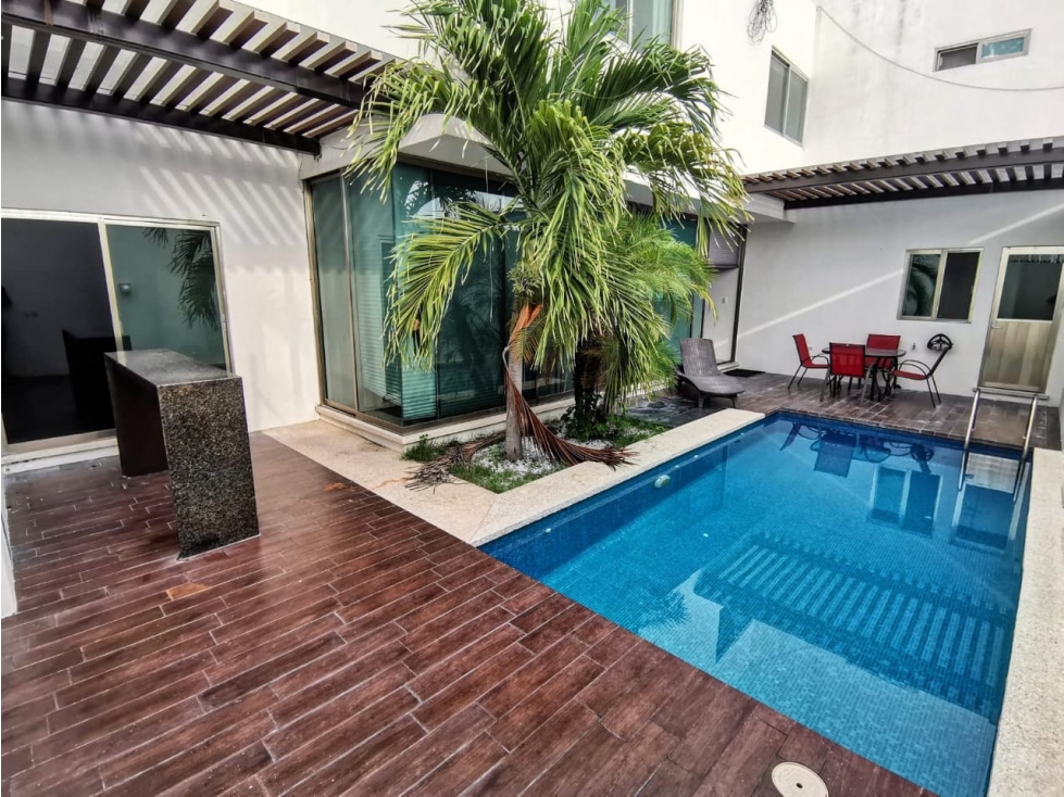RENTA CASA CON ALBERCA ACCESO A PLAYA 4 RECAMARAS CLUB AZUL CARMEN