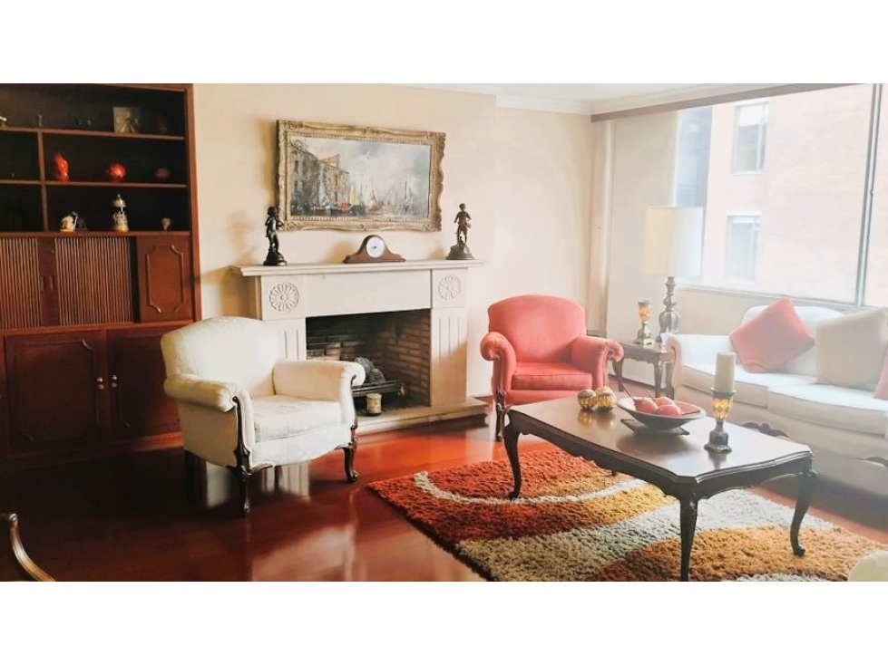 CHICO APARTAMENTO AMOBLADO EN ARRIENDO 201M2 - Sala con chimenea — foto 3