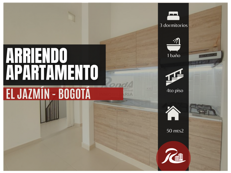 Arriendo Apartamento El Jazmín | 3 Hab + Balcón | Piso 4