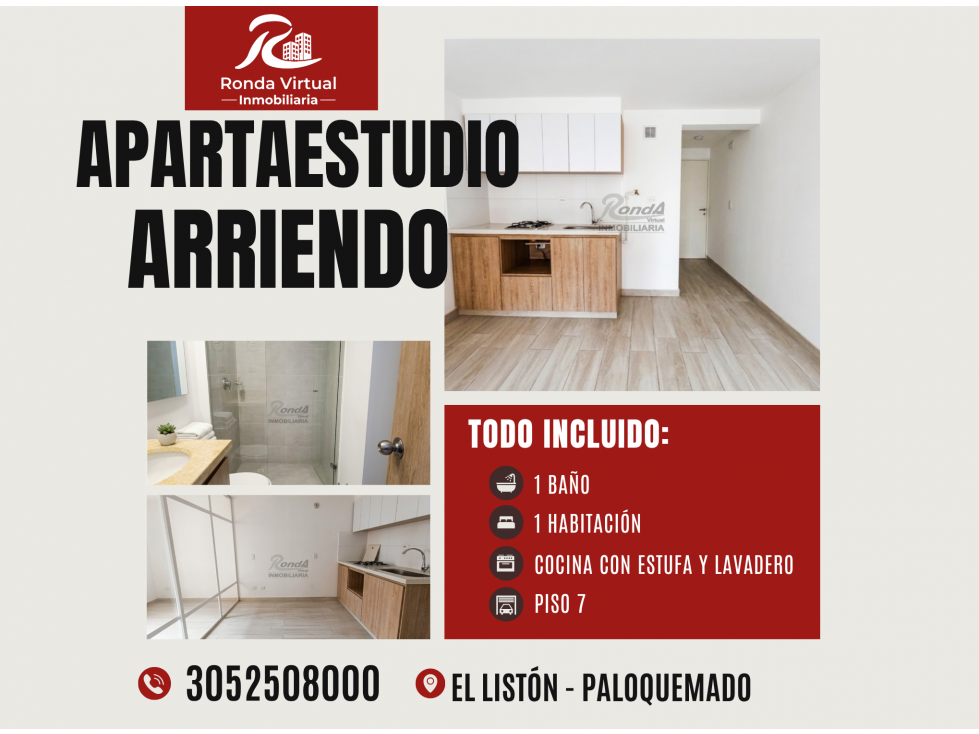 Arriendo Apartaestudio Tipo Loft | Piso 7 | El Listón