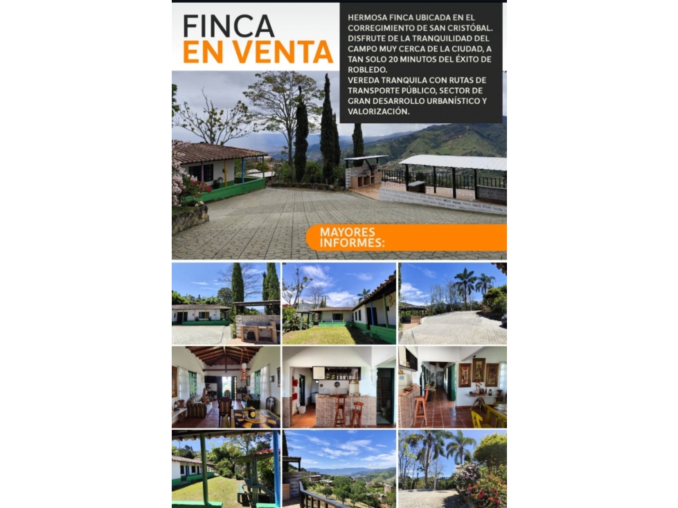 CASA FINCA EN MEDELLIN CORREGIMIENTO DE SAN CRISTOBAL V TRAVESIAS