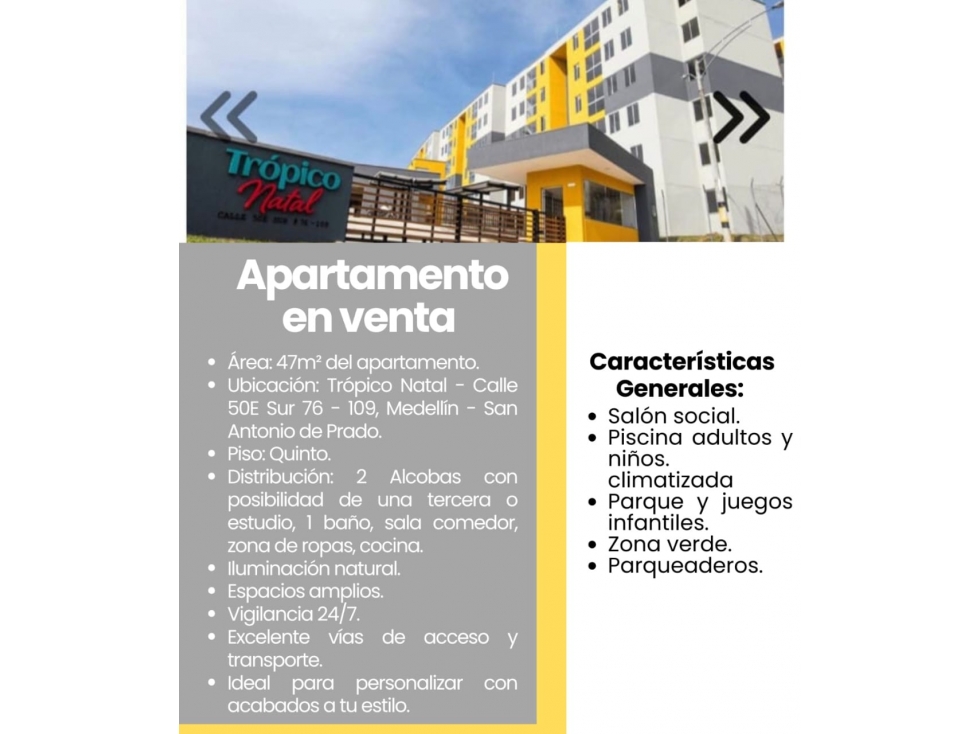 APARTAMENTO EN VENTA SAN ANTONIO DE PARDO EN OBRA GRIS UNIDAD CERRADA