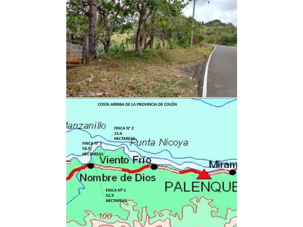 COLON / COSTA ARRIBA / NOMBRE DE DIOS / FINCA / 110 HECTAREAS - 5