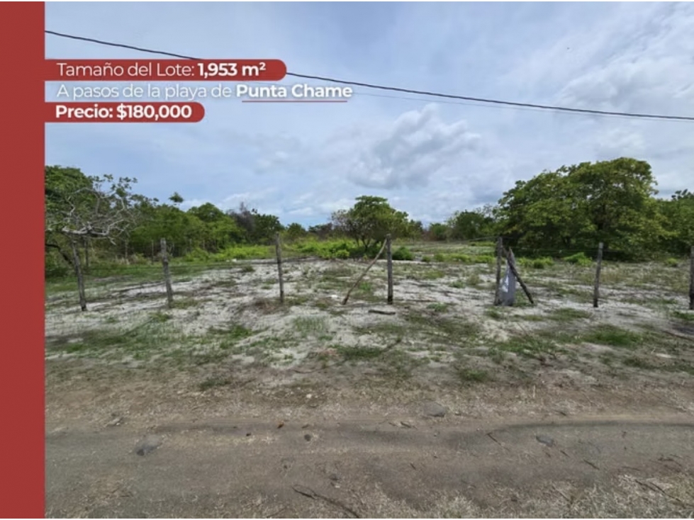 SE VENDE TERRENO EN PUNTA CHAME 1953 M2 A PASOS DE LA PLAYA
