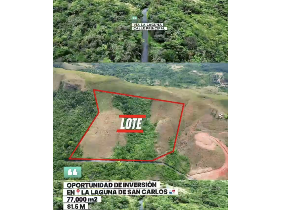 LA LAGUNA / SAN CARLOS / 7.7 HECTAREAS / VIA PRINCIPAL DE ACCESO JC — foto 2