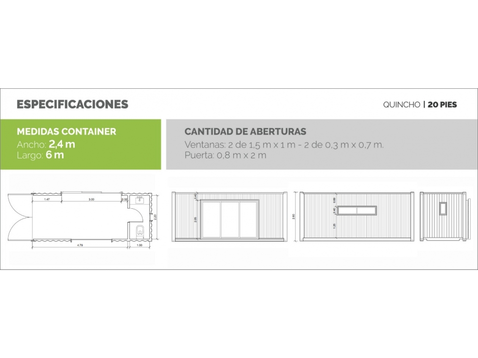 Quincho de 15m² con baño - Container de 20 pies - 2