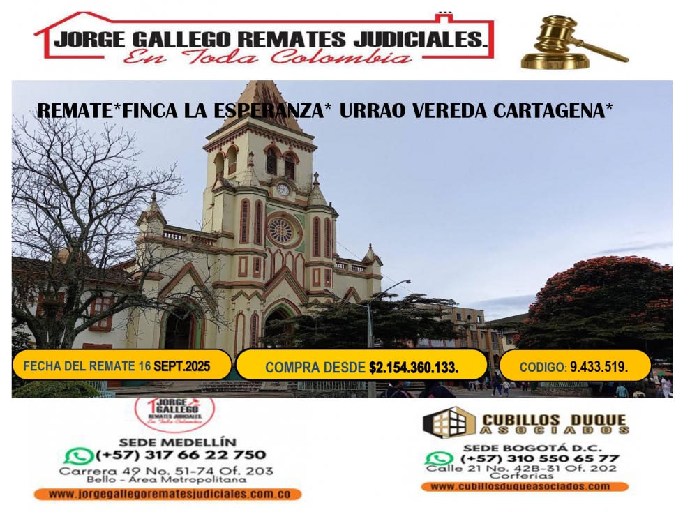 REMATE* FINCA LA ESPERANZA*URRAO VEREDA CARTAGENA. - 2