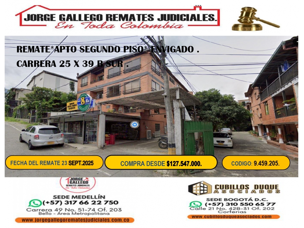 REMATE *APTO * ENVIGADO ED, CHINGUI.