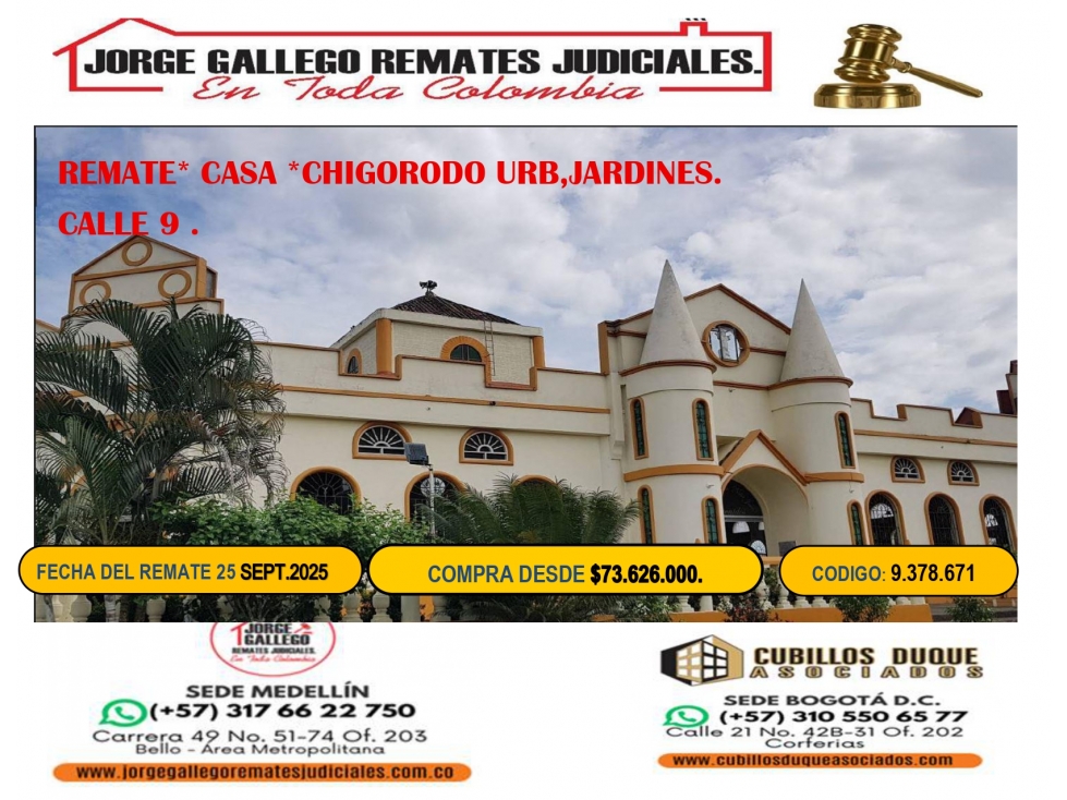 REMATE*CASA* CHIGORODÓ *URBANIZACION JARDINES.