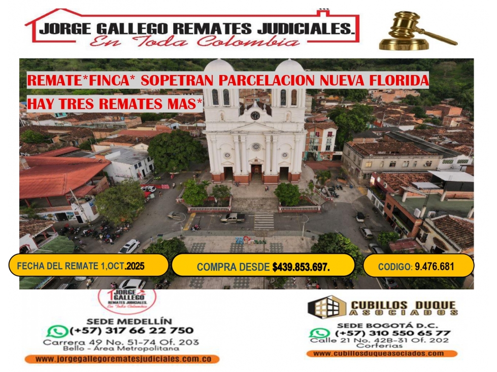 REMATE*FINCA*SOPETRAN PARCELACION NUEVA FLORIDA.*