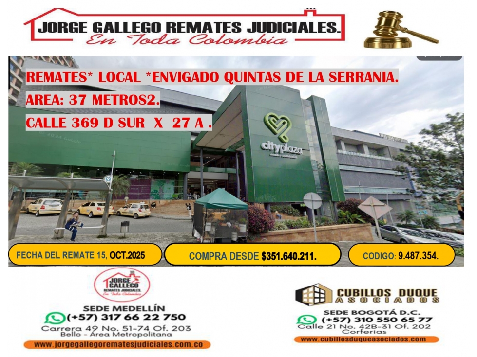 REMATE* LOCAL* ENVIGADO QUINTAS DE LA SERRANIA