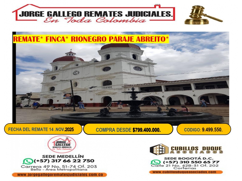 REMATE*FINCA* RIONEGRO PARAJE ABREITO