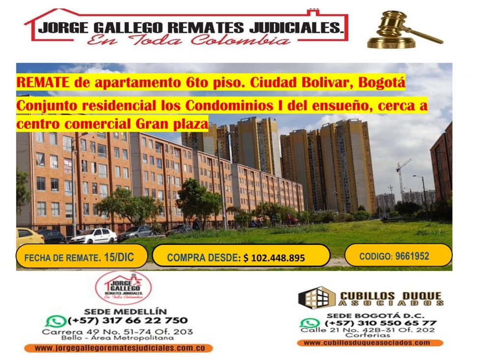 REMATE DE APARTAMENTO