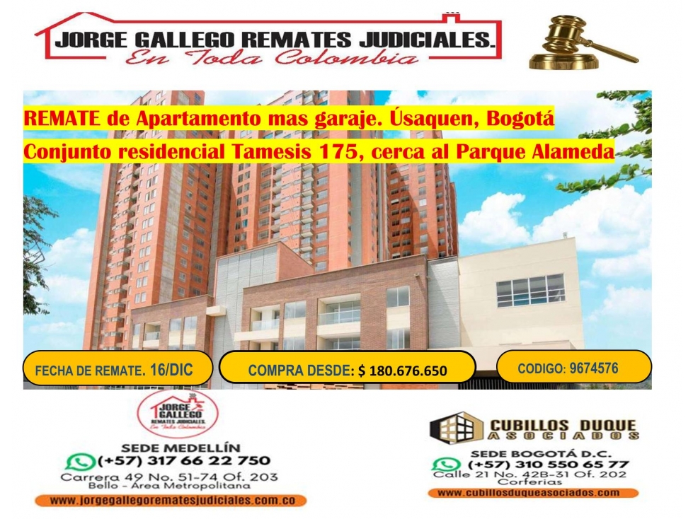 REMATE DE APARTAMENTO + GARAJE
