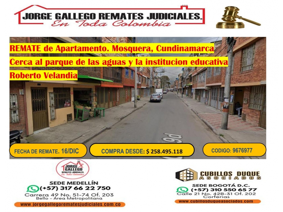 REMATE DE APARTAMENTO MOSQUERA, CUNDINAMARCA