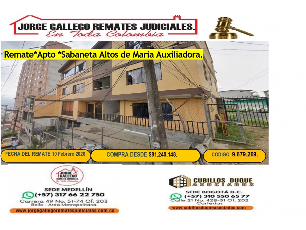 Remate*Apto* Sabaneta Altos de Maria Auxiliadora.