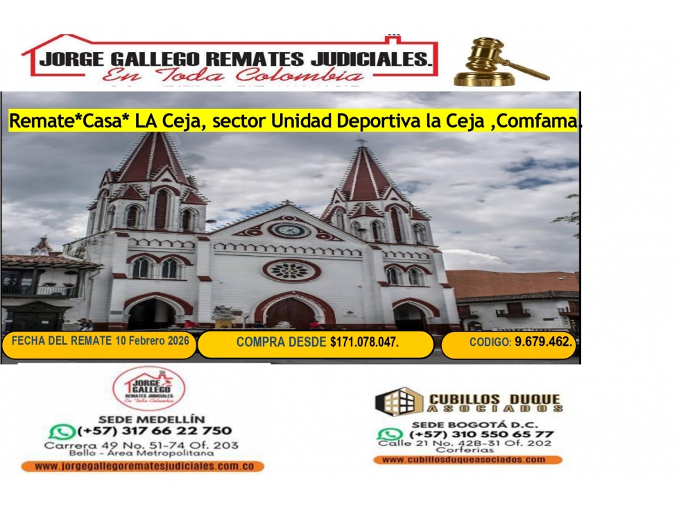 Remate*Casa* la Ceja , Cerca a la Unidad Deportiva Ceja.