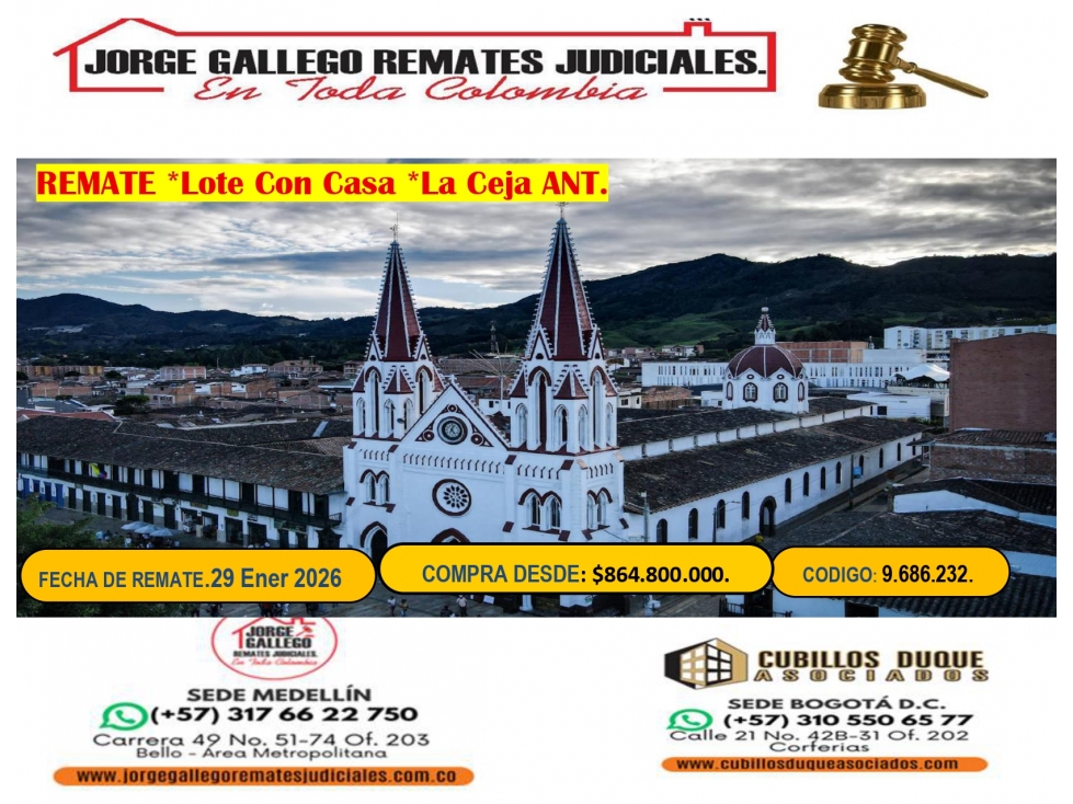 Remate Lote con casa de habitación, La Ceja, Antioquia