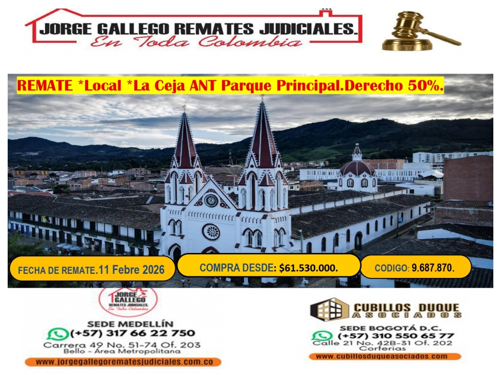 Remate *Local Comercial * LA Ceja Derecho del 50 %.