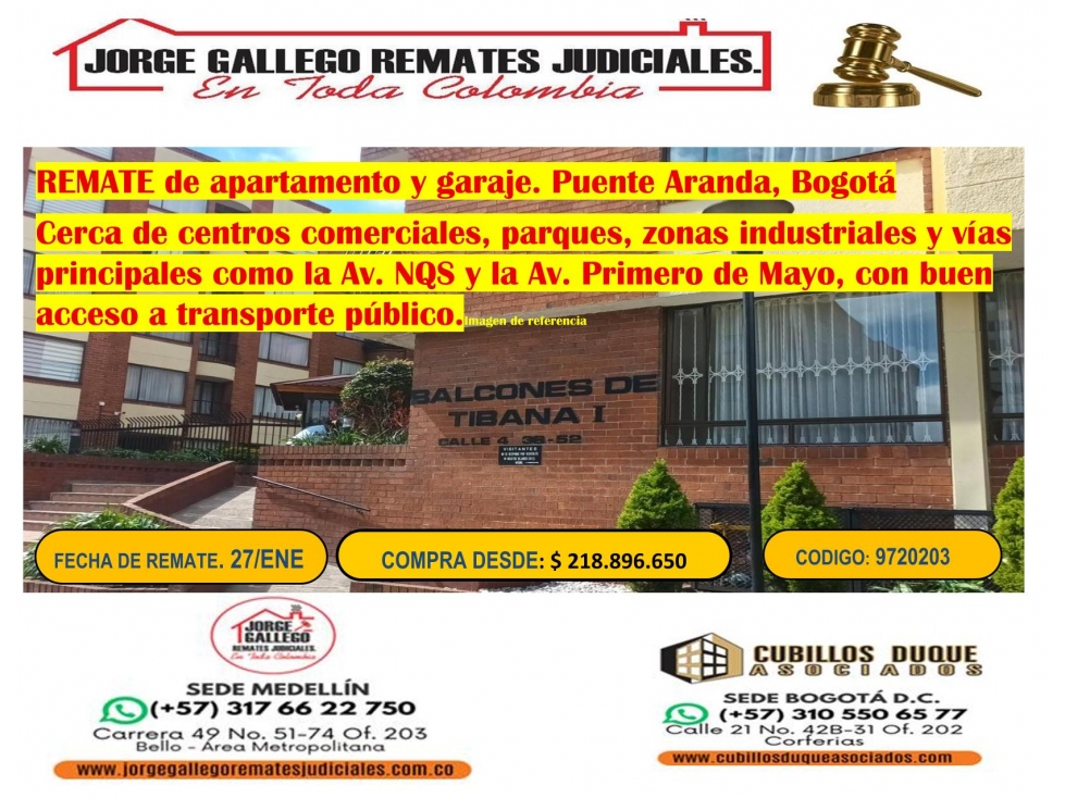 REMATE DE APARTAMENTO + GARAJE