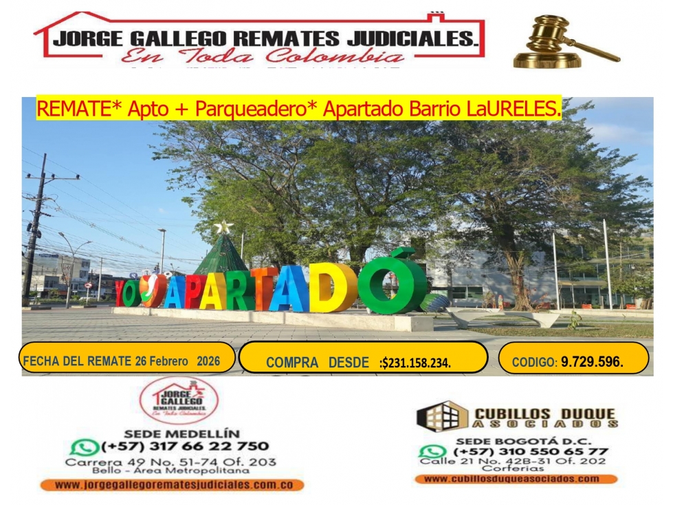Remate*Apto + Parqueadero* Apartado Barrio Laureles. - 1