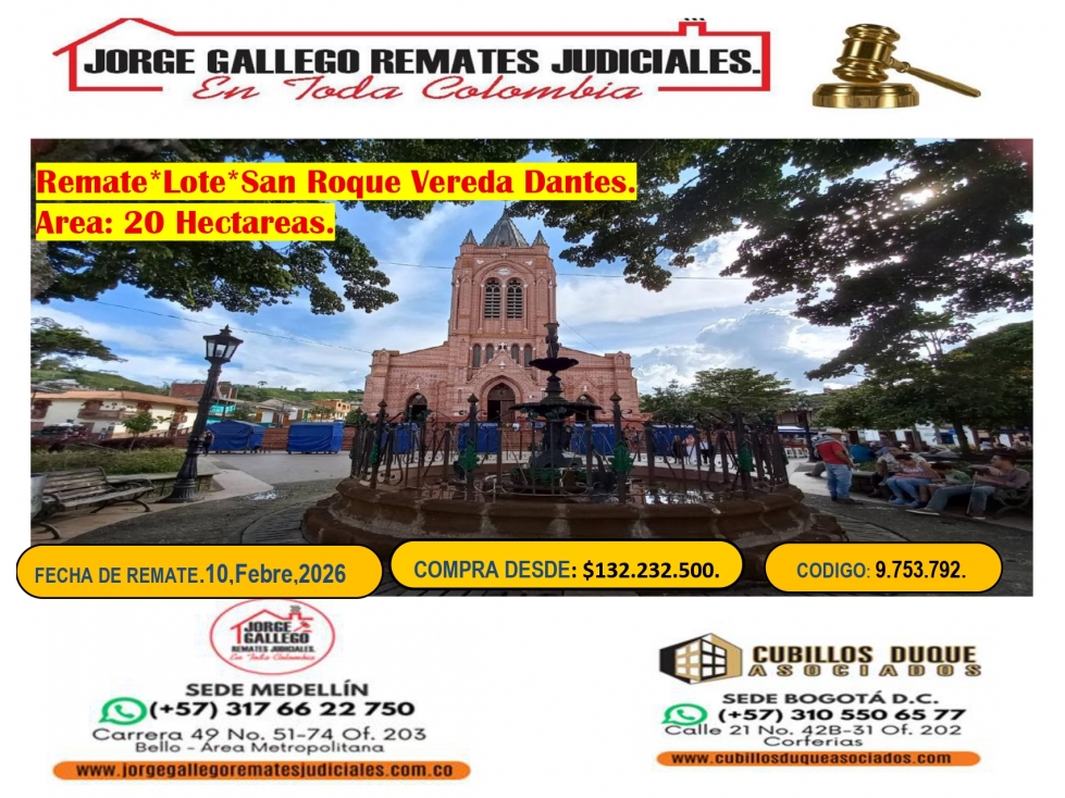 Remate*Lote* San Roque vereda DANTES.