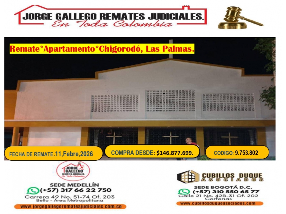 Remate*Apto* chigorodo las palmas.
