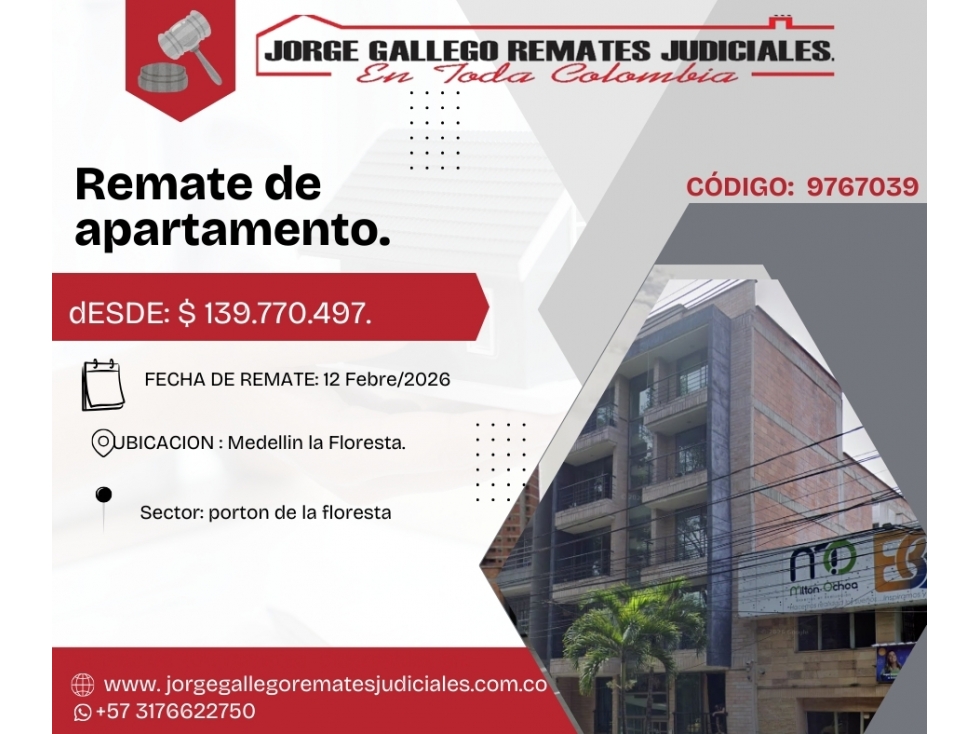 Remate*Apto* Medellin la Floresta