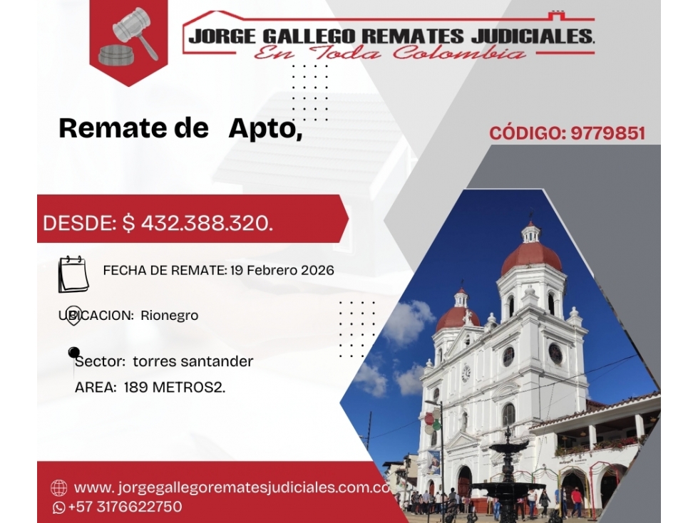 Remate*Apto * Rionegro torre Santander