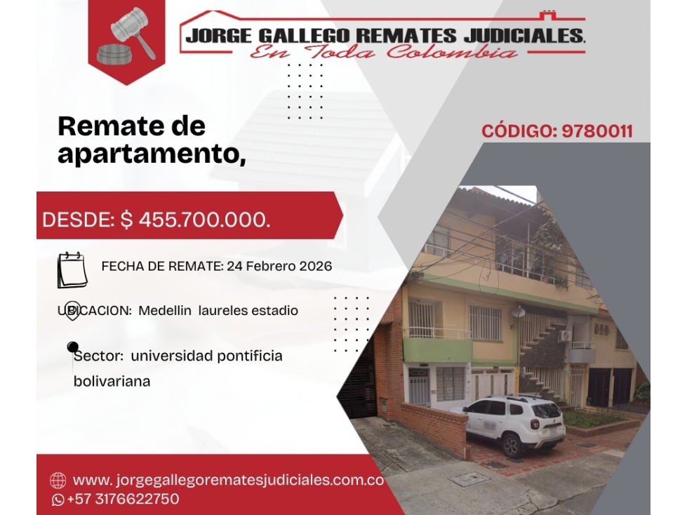 Remate*Apto* Medellin Laureles estadio.