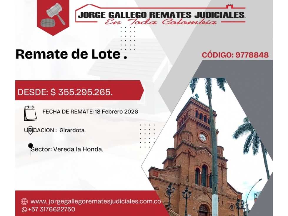 Remate*Lote* Girardota Vereda la Honda