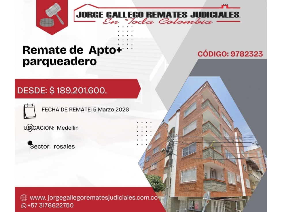 Remate*Apto* Medellin barrio Rosales.