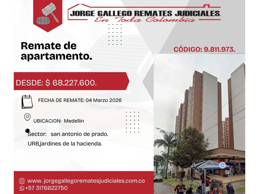 Remate*Apto* Medellin san antonio de prado.