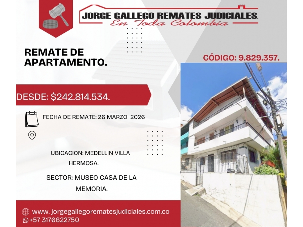 Remate*Apto* Medellin Villa hermosa.