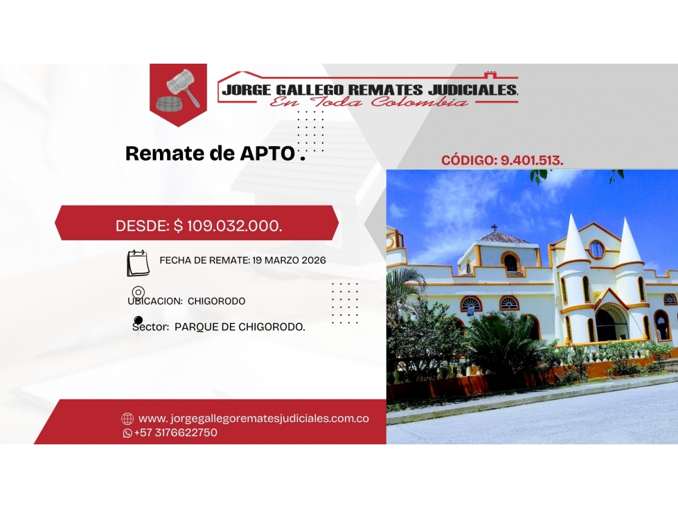 REMATE*APTO * CHIGORODO *CARRERA 100 POR LA 97.