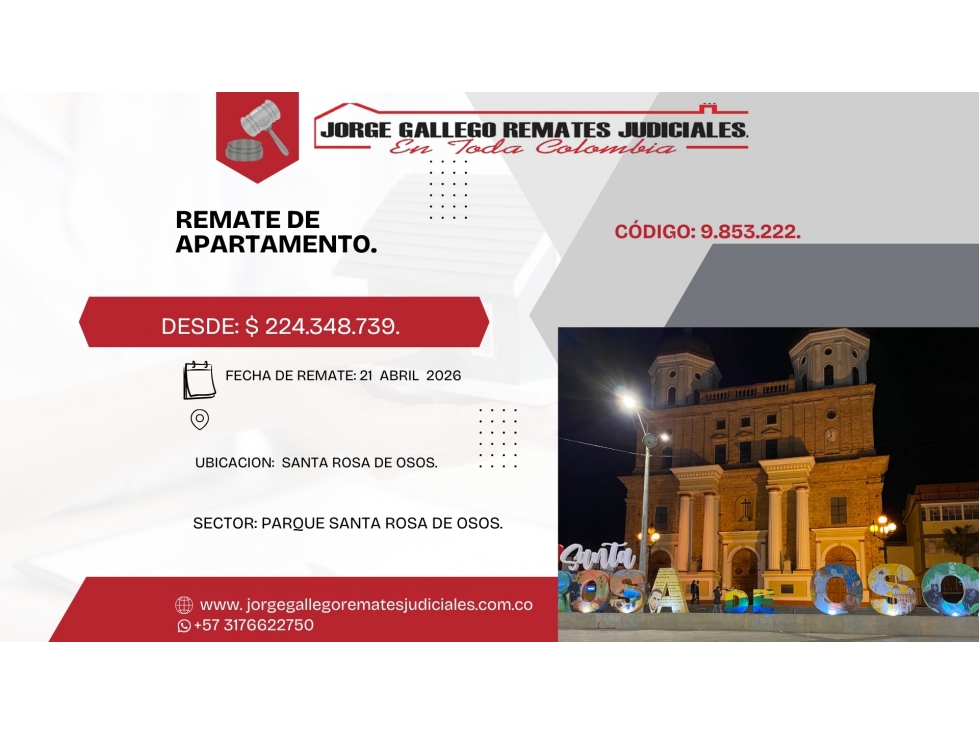 Remate*Apto* SANTA ROSA DE OSOS.