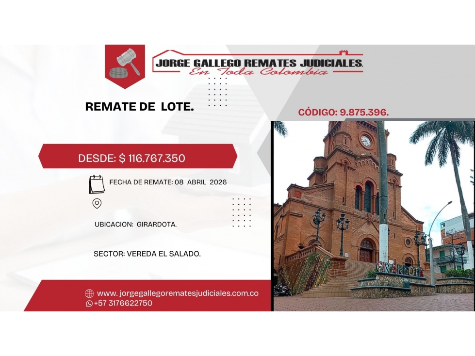 Remate*LOTE* GIRARDOTA VEREDA EL SALADO.