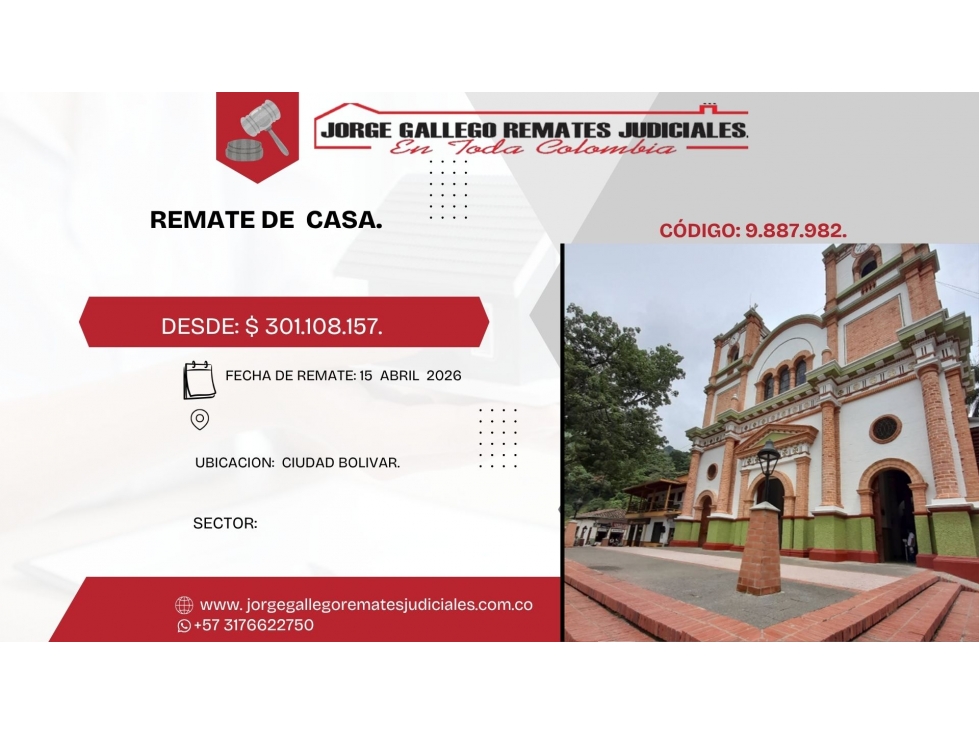 REMATE * CASA * CIUDAD BOLIVAR.