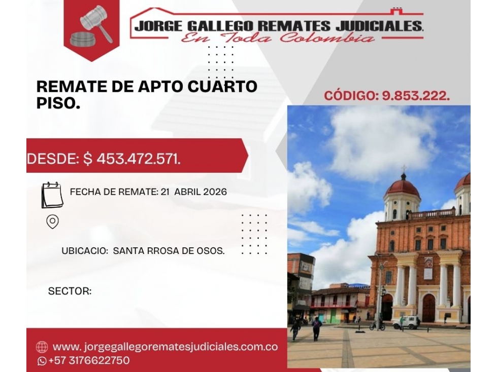 Remate*Apto* SANTA ROSA DE OSOS.
