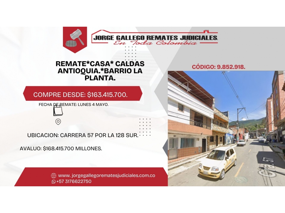 REMATE*CASA* CALDAS ANTIOQUIA.*BARRIO LA PLANTA. - 1